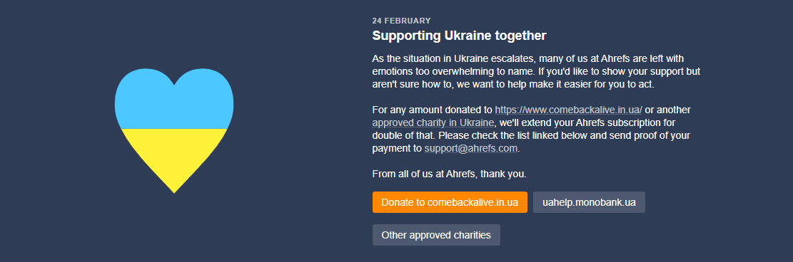 ahrefs support ukraine